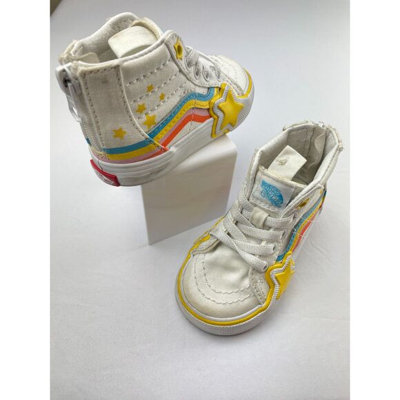 ~ Vans 5 Toddler Sneakers Rainbow Star High Tops Zip Baby Child Kid Shoes Sk8 - Picture 10 of 14
